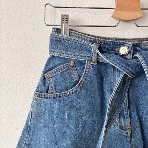 Maje Idenim High Rise Denim Short w/ Belt - Picture 6 of 10